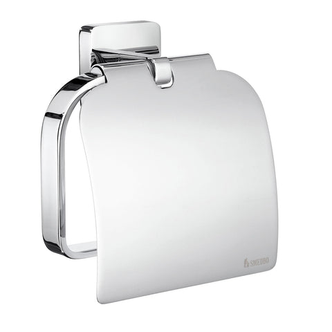 Smedbo OK3414 European Toilet Roll Holder with Cover, Polished Chrome
