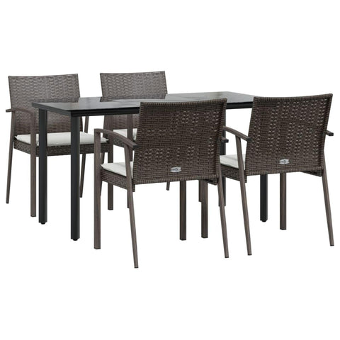 vidaXL Patio Dining Set with Cushions 5 Piece, Patio Conversation Set, Outdoor Furniture Set for Garden Backyard, Modern Style, Poly Rattan and Steel