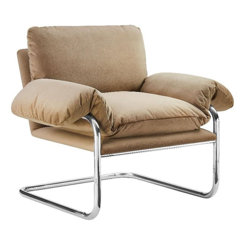 Modway Ansel Performance Velvet Accent Chair in Taupe - Stain-Resistant Velvet Lounge Chair for Living Room, Bedroom - Corner Reading Chair with Arms and Removable Cushions
