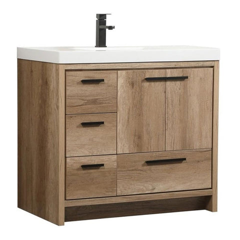 Elegant Decor Wyatt 36" Aluminum MDF Single Bathroom Vanity in Natural Oak