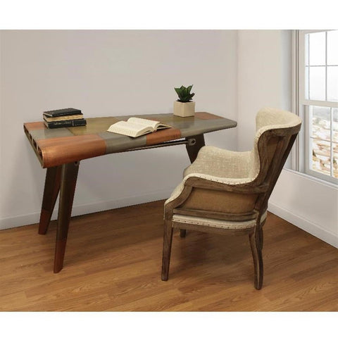 Moti Mar Vista Desk 2-Piece Set with Phil Natural Armchair with Exposed Wooden Frame