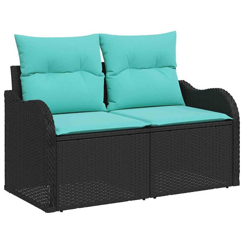 vidaXL Garden Sofa with Cushion Black 121 x 62 x 69cm Poly Rattan,