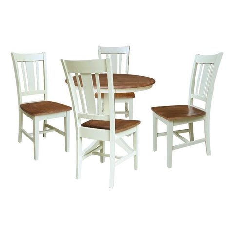 IC INTERNATIONAL CONCEPTS 36" Round Top Pedestal Dining Table with 4 San Remo Chairs Multi Color