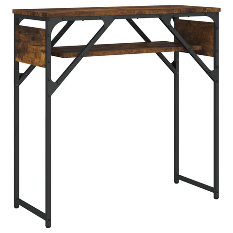 vidaXL Console Table with Shelf, Behind Sofa Table, Narrow Console Hallway Table Living Room Furniture, Industrial Style, Smoked Oak Engineered Wood