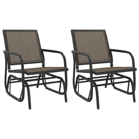 vidaXL Modern Style Garden Glider Chairs Set of 2 in Brown with Textilene Fabric & Stable Steel Frame, Suitable for Indoor & Outdoor use, Size: 24"x29.9"x34.3"