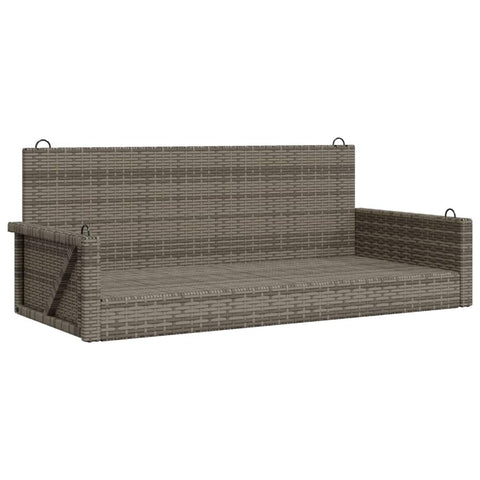 vidaXL Swing Bench Hammock Chair - Garden Patio Lounge - Gray Poly Rattan - Outdoor Furniture - Sturdy Steel Frame - UV