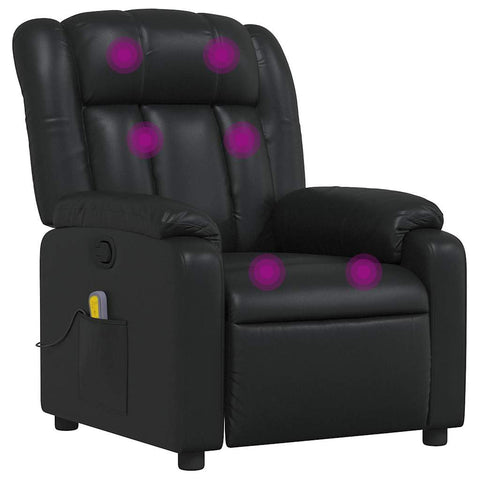 vidaXL Massage Recliner Chair, Adjustable Reclining Armchair for Elderly, Wingback Recliner for Home Theater Cinema, Modern Style, Black Faux Leather
