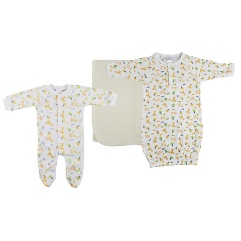 Bambini NC-0974M Unisex Newborn Baby 3 Piece Layette Sets, Yellow