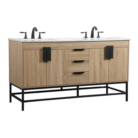 Elegant Decor Indoor Modern Under Sink Bathroom Fixtures Storage Organizer Cabinet 18 inch Single Bathroom Vanity - Walnut