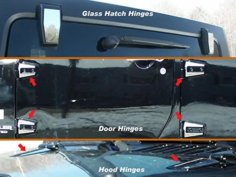 QAA is Compatible with 2007-2018 Jeep Wrangler JK 12 Piece Stainless Hinge Cap Package HP47085