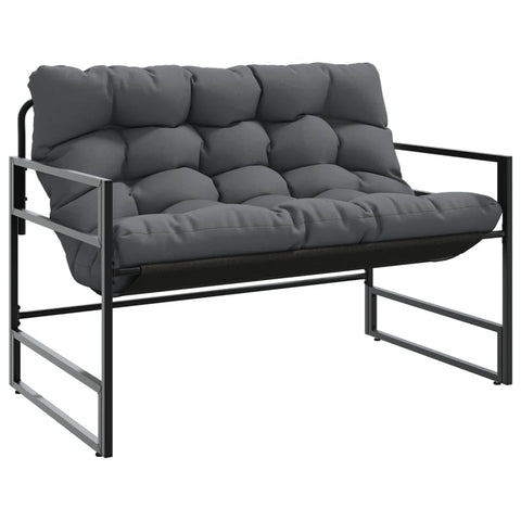 vidaXL Patio Bench with Cushion Anthracite - 44.5" Powder-Coated Steel Frame, Durable Textilene Fabric