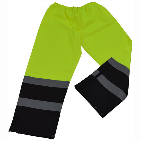 Petra Roc LBPP-CE-3X ANSI/ISEA 107 Class E Rain Pants Waterproof with Drawstring, 3X-Large, Lime/black