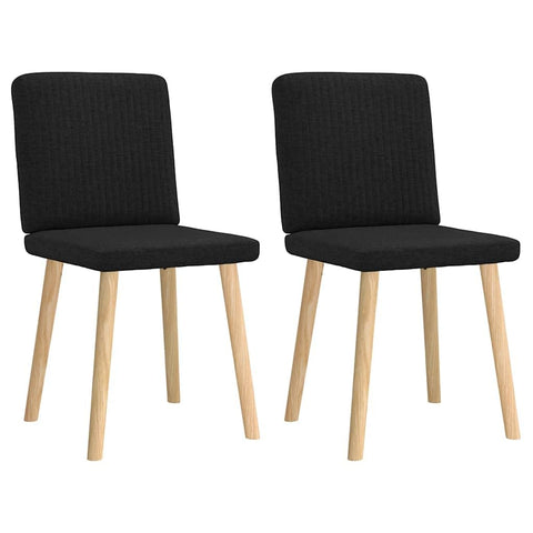 vidaXL Black Fabric Dining Chairs 2 Piece Set - Modern Upholstered Dining Seats with Metal/Wood Frame for Dining Room/Living Room - Comfortable Foam Padded Seating