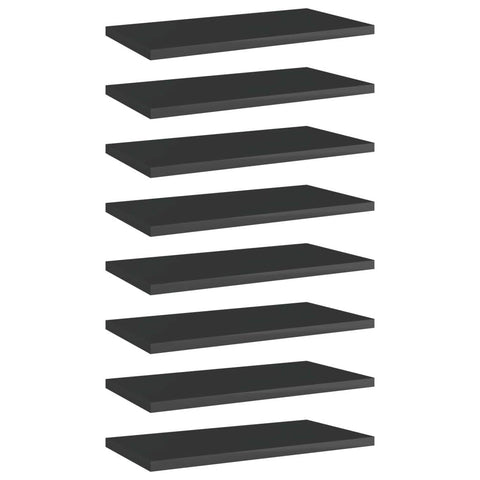 vidaXL - Set of 8 High Gloss Black Bookshelf Boards, 15.7" x 7.9" x 0.6", Made from Durable Engineered Wood, Easy to Clean