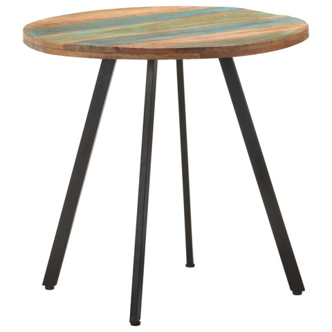 vidaXL Round Dining Table, Handcrafted from 31.5” Solid Reclaimed Wood, Industrial Style Dinner Table with Black Powder-Coated Iron Legs