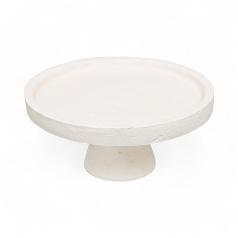 Avice 9.5" Pedestal Display Bowl – Stone-Style MGO Rustic Minimalist Design – Soft Beige Finish – For Tabletop or Living Room Decor – By Cheungs