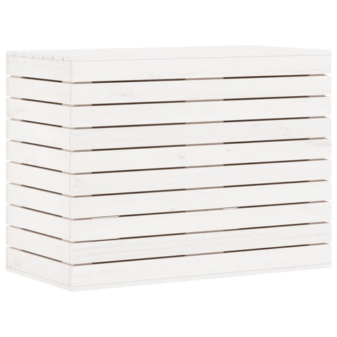 vidaXL Laundry Basket, Laundry Hamper with Lid, Wooden Clothes Hamper for Laundry Room Bathroom Bedroom, Washing Bin, White Solid Wood Pine
