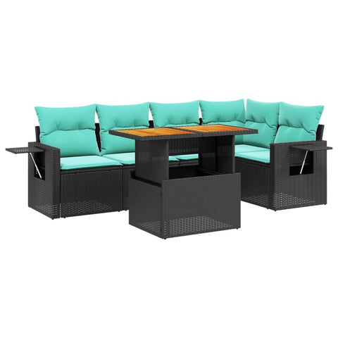 vidaXL Patio Sofa Set with Cushions 6 Piece, Outdoor Sectional Sofa Couch, Patio Conversation Set for Garden Backyard, Black Poly Rattan