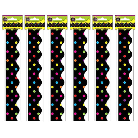 Teacher Created Resources Black Polka Dots Scalloped Border Trim (4671)