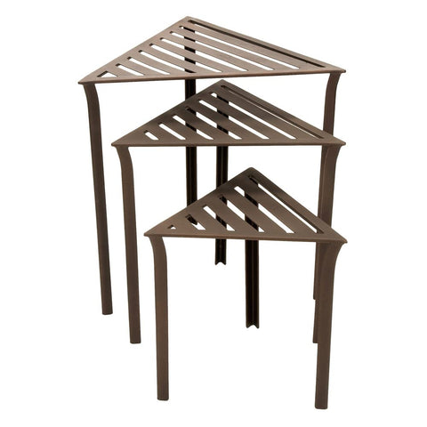 Achla Designs 120-0052 Triangular Nesting Tables Set Stand, Roman Bronze Powdercoat Finish