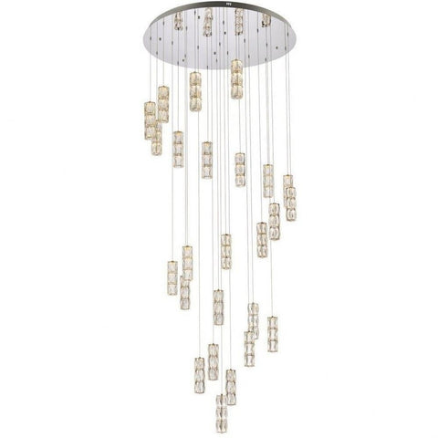 Elegant Lighting Polaris 42" Stainless Steel/Crystal Chandelier in Chrome/Clear