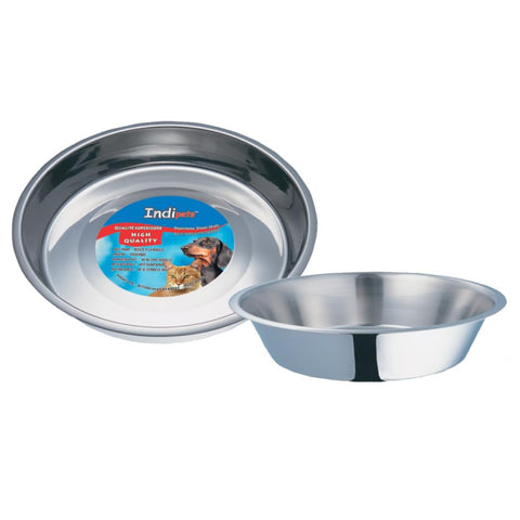 INDIPETS Kitty Low Height Cup: Pet Water and Food Bowl | 6-Inch, Stainless Steel (PN: 800001)