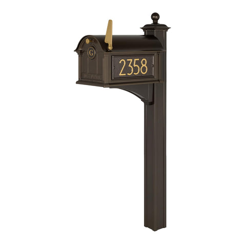 Whitehall Personalized Modern Balmoral Monogram Mailbox Package (Dark Bronze/Gold)