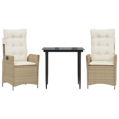 vidaXL Garden Dining Set Beige PE Rattan Adjustable Armrests