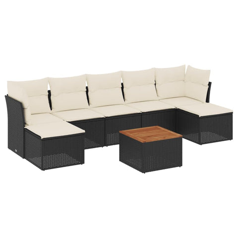 vidaXL Patio Sofa Set with Cushions 8 Piece, Outdoor Conversation Set with Storage, Patio Furniture Set, Modern Style, Black Poly Rattan