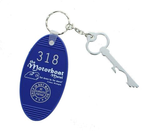 Crowded Coop, LLC Retro Motel Key Fob - The Motorboat Motel Blue