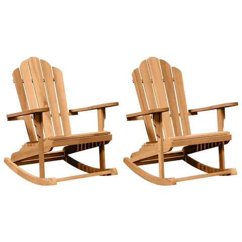 vidaXL Adirondack Rocking Chair 2 pcs Brown 100 x 77 x 99 cm, Outdoor Rustic Teak Rocking Chair, Perfect for Relaxing on Garden or Patio, Tough Seating for Your Backyard