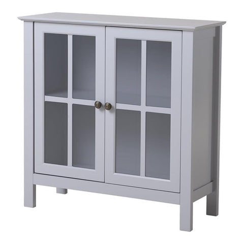 OS Home and Office Furniture 31.5" Wood Accent Display Cabinet in Dark Gray