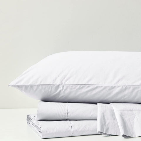 Oakestry 4-Piece 100% Peached Percale Cotton Comfortable and Breathable Cooling Sheets Easy Fit Extra Soft Sheet Set with Deep Pocket, King, White