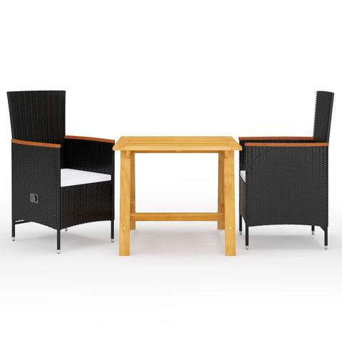 vidaXL Patio Dining Set 3 Piece Garden Outdoor Terrance Backyard Balcony Furniture Set Home Dining Dinner Table and Chairs Furniture Black