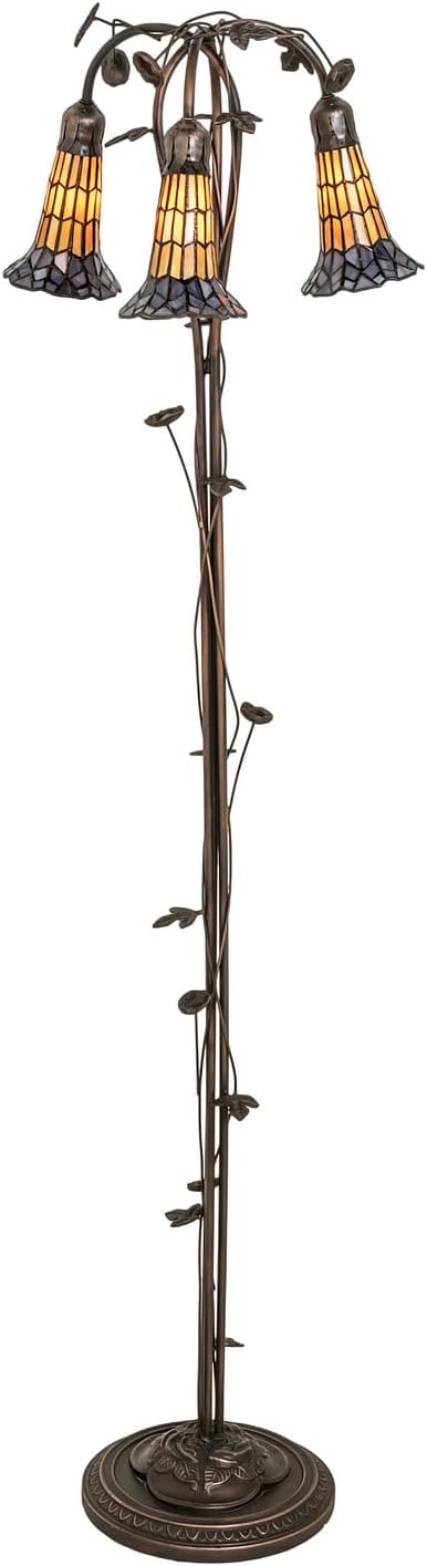 Meyda Tiffany Lighting 255135 Stained Glass Pond Lily Three Light Floor Lamp Lamp Bronze/Dark