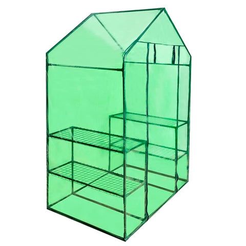 vidaXL Walk-in Greenhouse with 4 Shelves - UV-Proof, Frost-, Transparent Green Cover - Robust Steel Frame - Large Portable Gardening Solution