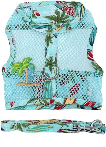 Cool Mesh Dog Harness - Dog Vest for Pets, Simple Step in and Go Design, Harness for Dogs with Leash, Surfboards & Palms, Medium by Doggie Design