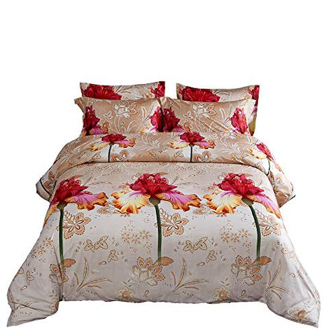 Queen Size Duvet Cover Set  6 Piece Luxury Floral Bedding  Dolce Mela Orchid  DM722Q