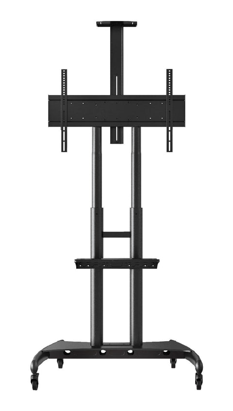 LUXOR FP4000 Adjustable-Height Large-Capacity LCD TV Stand, 25 lbs, Stand 39.25"W x 28.25"D x 48" to 65"H in 2" increments, Shelf 19.625"W x 11"D, Four 3" Casters, All with Locking Brakes