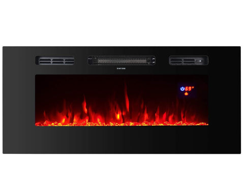 Proman Products TopLife Electric Fireplace Mounted or in Wall Recessed, 40" W x 5" D x 19" H, Black