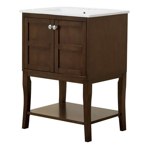 Elegant Kitchen and Bath Essential Storage Rectangle Wooden 2 Doors Cabinet with 1 Open Shelf Antique Coffee