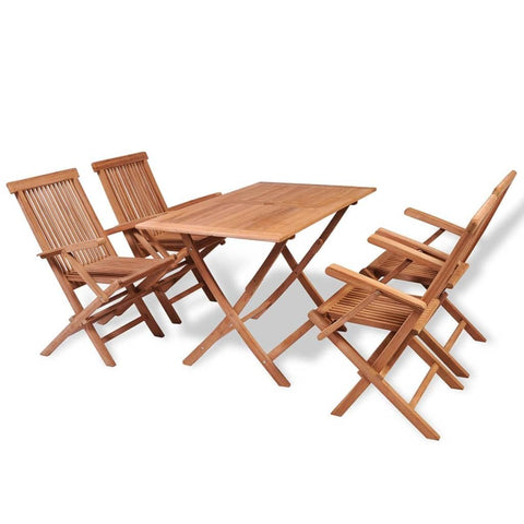vidaXL Garden Table and Chair Warm Wood Color Solid Teak Wood 5-Piece Set