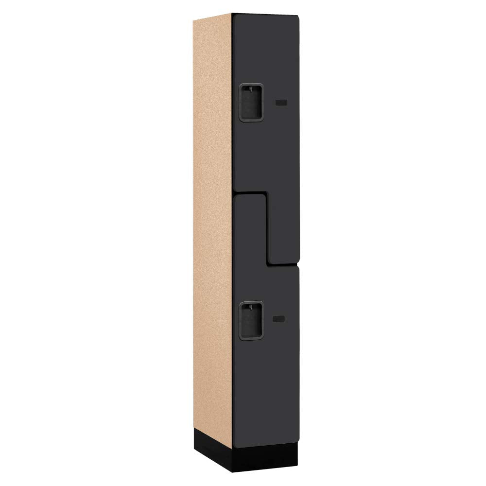 Salsbury Industries 2-Tier S-Style Designer Wood Locker with One Wide Storage Unit, 6-Feet High by 18-Inch Deep, Black