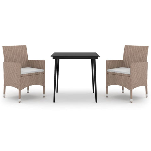 vidaXL Patio Dining Set - 5 Piece, Beige Poly Rattan Outdoor Furniture with Cushions and Glass Tabletop, Weather-Resistant