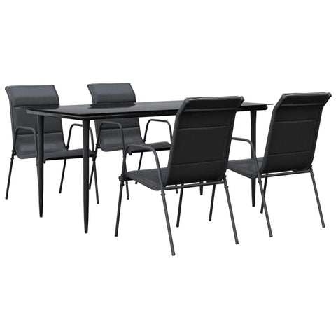 vidaXL 5 Piece Patio Dining Set Black Steel and Textilene