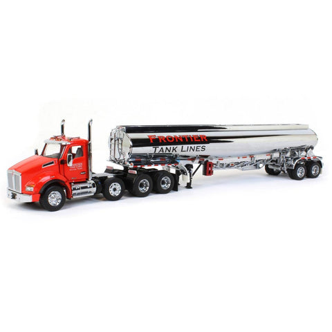Kenworth T880 SBFA Tandem Truck w/ Heil FD9300/DT-C4 Petroleum Tanker Trailer Frontier Tank Lines Red & Chrome 1/50 Model by Diecast Masters 64190