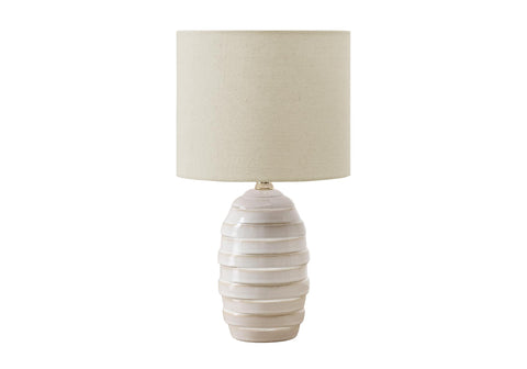 Monarch Specialties I 9789 Lighting, 17" H, Table Lamp, Ivory Ceramic, Beige Shade, Contemporary, Modern