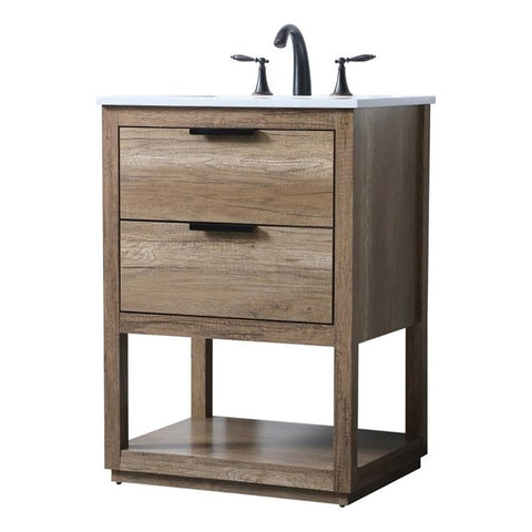 Elegant Kitchen and Bath Larkin 24" Solid Wood Single Bathroom Vanity in Oak