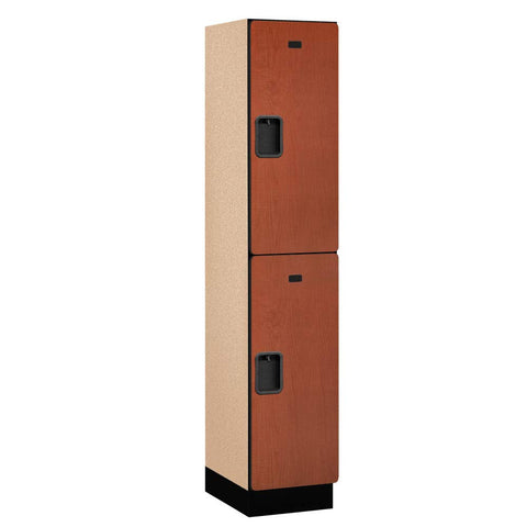 15 Inch Wide Double Tier Designer Wood Locker - 1 Wide - 6 Feet High - 18 Inches Deep - Cherry