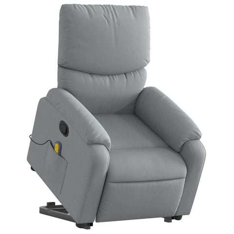 vidaXL Power Lift Massage Recliner Chair-Manual Tilt Fabric Armchair-Elderly Stand Assist-Living Room Comfort-Light Gray